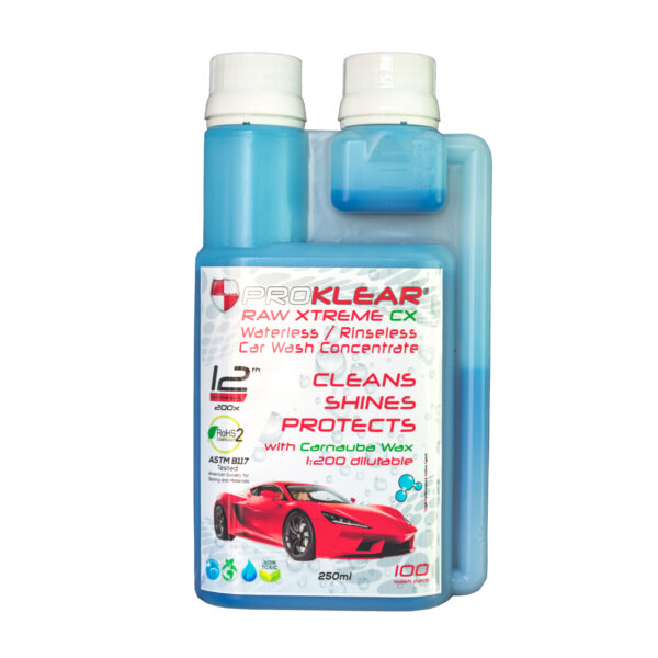 PROKLEAR Rinseless  Waterless Concentrate Dilutable 200 Times RAW Xtreme CX Carnauba Wax Dry Car Wash Concentrate